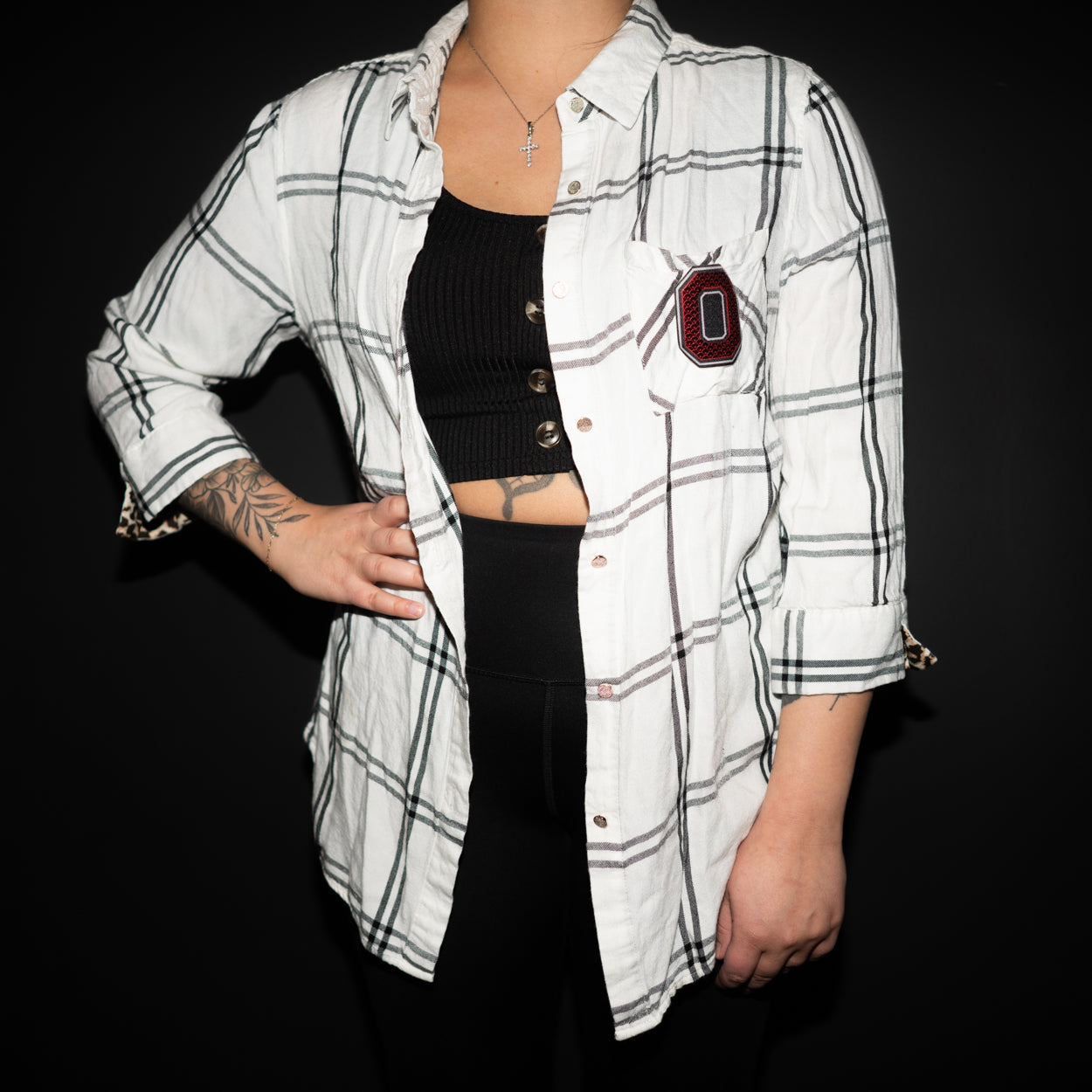 Sequin Block O Flannel